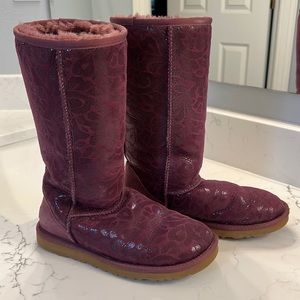 Ugg Tall Flora Shearling Purple Boots